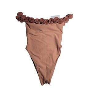 SAME LOS ANGELES One Piece Swimsuit Size XS Color Rose Flowers Off Shoulder NEW